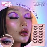 GROINNEYA 7 pairs Eyelashes 3D Natural False Lashes Fluffy Soft Cross Manga Lashes Wispy Natural Eyelash Extension Makeup