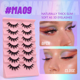 GROINNEYA 7 pairs Eyelashes 3D Natural False Lashes Fluffy Soft Cross Manga Lashes Wispy Natural Eyelash Extension Makeup