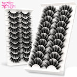 GROINNEYA Lashes 5/10 Pairs 3D Faux Mink Lashes Fluffy Soft Wispy Volume Natural long False Eyelashes Reusable Eyelashs Makeup