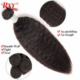 RXY Brazilian Hair Weave Bundles With Frontal Kinky Straight Human Hair Bundles With Closure 3 Bundles With Lace Front Remy Hair