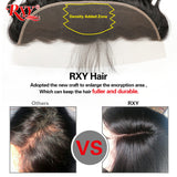 RXY Brazilian Hair Weave Bundles With Frontal Kinky Straight Human Hair Bundles With Closure 3 Bundles With Lace Front Remy Hair
