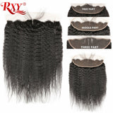 RXY Brazilian Hair Weave Bundles With Frontal Kinky Straight Human Hair Bundles With Closure 3 Bundles With Lace Front Remy Hair