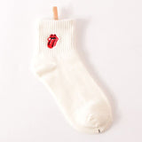 Man White Harajuku Socks Unisex Summer Short Socks Hipster Skateboard Funny Ankle Socks Embroidery Coke Killer Cactus Monster