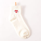 Man White Harajuku Socks Unisex Summer Short Socks Hipster Skateboard Funny Ankle Socks Embroidery Coke Killer Cactus Monster