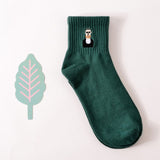 Man White Harajuku Socks Unisex Summer Short Socks Hipster Skateboard Funny Ankle Socks Embroidery Coke Killer Cactus Monster