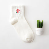 Man White Harajuku Socks Unisex Summer Short Socks Hipster Skateboard Funny Ankle Socks Embroidery Coke Killer Cactus Monster
