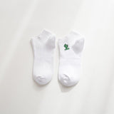 Man White Harajuku Socks Unisex Summer Short Socks Hipster Skateboard Funny Ankle Socks Embroidery Coke Killer Cactus Monster