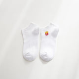 Man White Harajuku Socks Unisex Summer Short Socks Hipster Skateboard Funny Ankle Socks Embroidery Coke Killer Cactus Monster
