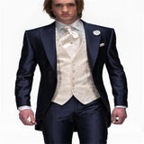 Blazer Masculino Handsome Dark Gray Mens Suit Groom Wedding Suits For Best Men Slim Fit Groom Tuxedos For Man(Jacket+Vest+Pant)