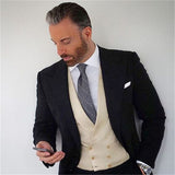 Blazer Masculino Handsome Dark Gray Mens Suit Groom Wedding Suits For Best Men Slim Fit Groom Tuxedos For Man(Jacket+Vest+Pant)