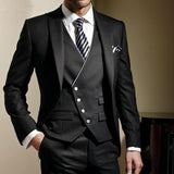 Blazer Masculino Handsome Dark Gray Mens Suit Groom Wedding Suits For Best Men Slim Fit Groom Tuxedos For Man(Jacket+Vest+Pant)