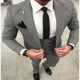 Blazer Masculino Handsome Dark Gray Mens Suit Groom Wedding Suits For Best Men Slim Fit Groom Tuxedos For Man(Jacket+Vest+Pant)