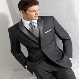 Blazer Masculino Handsome Dark Gray Mens Suit Groom Wedding Suits For Best Men Slim Fit Groom Tuxedos For Man(Jacket+Vest+Pant)