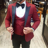Blazer Masculino Handsome Dark Gray Mens Suit Groom Wedding Suits For Best Men Slim Fit Groom Tuxedos For Man(Jacket+Vest+Pant)
