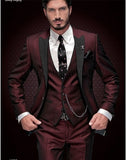 Blazer Masculino Handsome Dark Gray Mens Suit Groom Wedding Suits For Best Men Slim Fit Groom Tuxedos For Man(Jacket+Vest+Pant)