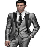 Blazer Masculino Handsome Dark Gray Mens Suit Groom Wedding Suits For Best Men Slim Fit Groom Tuxedos For Man(Jacket+Vest+Pant)