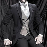 Blazer Masculino Handsome Dark Gray Mens Suit Groom Wedding Suits For Best Men Slim Fit Groom Tuxedos For Man(Jacket+Vest+Pant)