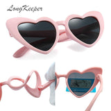 LongKeeper baby girl sunglasses for children heart 2020 TR90 black pink red heart sun glasses for kids polarized flexible uv400