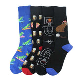 PEONFLY 1 Pair Combed Cotton Men's Socks Funny Cartoon Dinosaur Bear Colorful Happy Socks Harajuku Beer Casual Calcetines Hombre