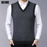 Fashion Brand Sweaters Mens Pullovers V Neck Slim Fit Jumpers Knitwear Vest Sleeveless Winter Korean Style Casual Clothing Men