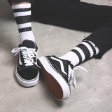 MISSKY Women Men Socks Black White Color Fashion Style Simple Striped Sports Socks Medium Length Casual Socks