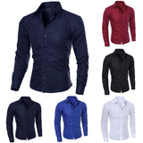 Pure Color Plus Size Business Shirts Mens Dress Shirts Button-Down Collar Long Sleeve Mens Dress Shirt  Male Business Shirt men