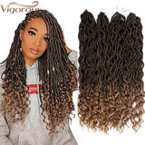 Vigorous Faux Locs Crochet Braids Synthetic Crochet Braids Ombre  Braiding Hair Bohemian Locks 18 inch 24 Stands