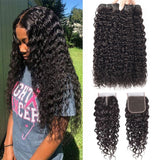 Sapphire Hair Water Wave Bundles With Closure Curly Brazilian Human Hair Bundles With Closure Mink Brazilian Hair Weave Bundles
