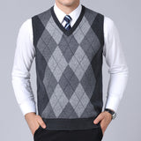 2020 New Fashion Brand Sweater For Mens Pullovers plaid Slim Fit Jumpers Knitred Vest Autumn Korean Style  Casual Men Clothes
