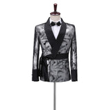 2020 Elegant Brand Black Gold Floral Men Suits With Pants Groom Suit Smoking Tuxedo Jacket Wedding Suits For Men Best Man Blazer