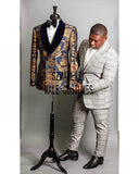 2020 Elegant Brand Black Gold Floral Men Suits With Pants Groom Suit Smoking Tuxedo Jacket Wedding Suits For Men Best Man Blazer