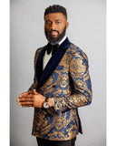 2020 Elegant Brand Black Gold Floral Men Suits With Pants Groom Suit Smoking Tuxedo Jacket Wedding Suits For Men Best Man Blazer