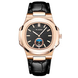 PLADEN Luxury Brand Japanese Quartz Male Watches Men Strong Waterproof Genuine Leather Strap Citizen Movement Quartz Wrist Watch