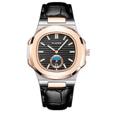 PLADEN Luxury Brand Japanese Quartz Male Watches Men Strong Waterproof Genuine Leather Strap Citizen Movement Quartz Wrist Watch