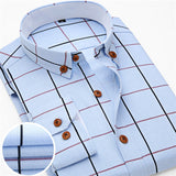 2016 New Oxford Plaid Casual Men's Shirt Slim Fit Formal&Business Occupation Man Shirts Spring Long Sleeve Men Dress Shirt M038
