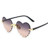 Oulylan Women Rimless Sunglasses Fashion Heart-shaped Sun Glasses for Wome Vintage Cute 90s Gradient Shades Eyeglasses  UV400
