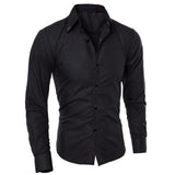 Pure Color Plus Size Business Shirts Mens Dress Shirts Button-Down Collar Long Sleeve Mens Dress Shirt  Male Business Shirt men