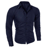 Pure Color Plus Size Business Shirts Mens Dress Shirts Button-Down Collar Long Sleeve Mens Dress Shirt  Male Business Shirt men