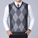 2020 New Fashion Brand Sweater For Mens Pullovers plaid Slim Fit Jumpers Knitred Vest Autumn Korean Style  Casual Men Clothes