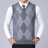 2020 New Fashion Brand Sweater For Mens Pullovers plaid Slim Fit Jumpers Knitred Vest Autumn Korean Style  Casual Men Clothes