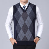 2020 New Fashion Brand Sweater For Mens Pullovers plaid Slim Fit Jumpers Knitred Vest Autumn Korean Style  Casual Men Clothes