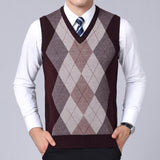 2020 New Fashion Brand Sweater For Mens Pullovers plaid Slim Fit Jumpers Knitred Vest Autumn Korean Style  Casual Men Clothes