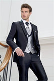 Black Groom Tuxedos for Wedding Smoking Man Suit 3 Piece Mens Suits 2019 Set Jacket Pants Vest Male Costumes