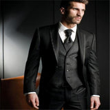 Black Groom Tuxedos for Wedding Smoking Man Suit 3 Piece Mens Suits 2019 Set Jacket Pants Vest Male Costumes