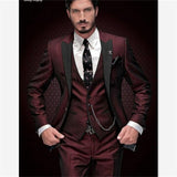 Black Groom Tuxedos for Wedding Smoking Man Suit 3 Piece Mens Suits 2019 Set Jacket Pants Vest Male Costumes