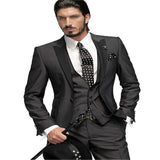 Black Groom Tuxedos for Wedding Smoking Man Suit 3 Piece Mens Suits 2019 Set Jacket Pants Vest Male Costumes