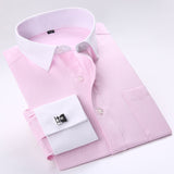 2019 New French Cuff Button Men Dress Shirts Classic Long Sleeve Brand Formal Business Tuxedo Shirts camisa masculina Cufflinks