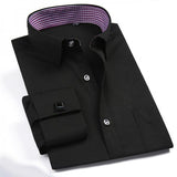 2019 New French Cuff Button Men Dress Shirts Classic Long Sleeve Brand Formal Business Tuxedo Shirts camisa masculina Cufflinks