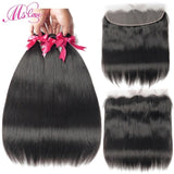 Straight Hair Bundles With Frontal Lace Closure Brazilian Hair Weave Bundles Long  26 28 30 Inch Human Hair Bundles With Closure