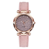 Casual female romantic starry sky wrist watch leather rhinestone designer ladies watch simple dress gfit montre femme